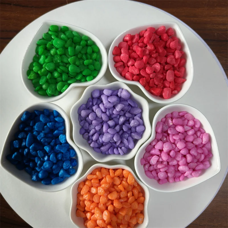 Stained and Colored Gravel Painted Sand Cobbles & Pebbles for Aquariums