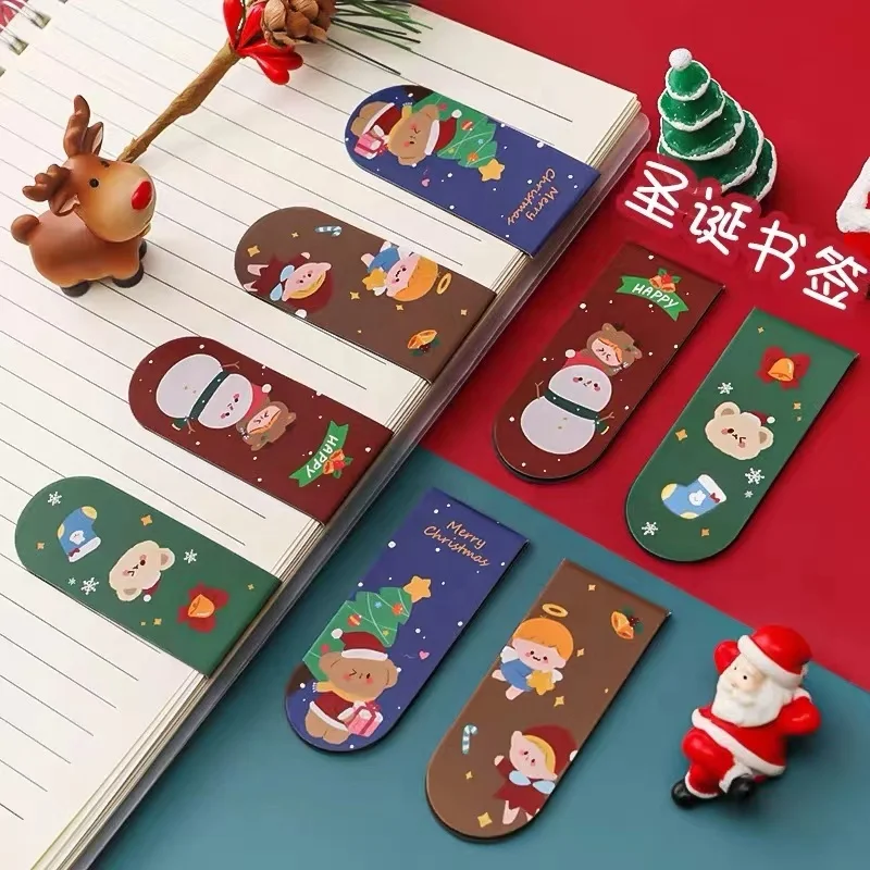 Cute design Merry Christmas Themed Magnet Page Markers Multi Patterns Magnetic Page clip Book Markers