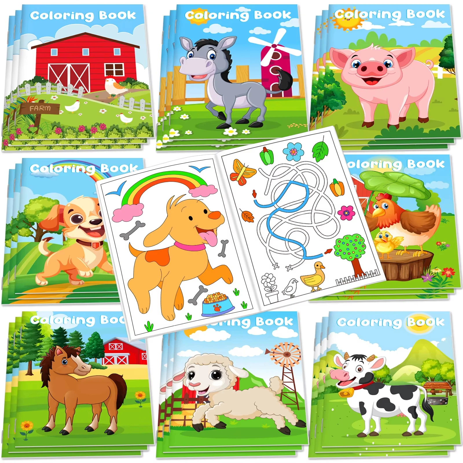 Wholesale Custom Printing Farm Animals Coloring Books Small Art Drawing Book for Kids Children