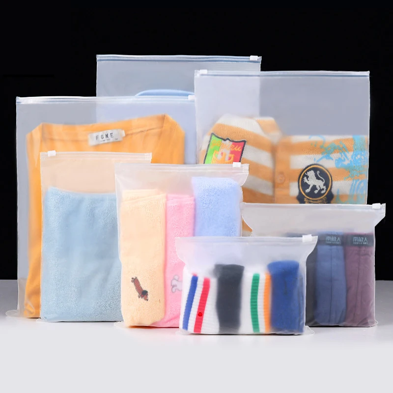 Wholesale Custom logo pe ziplock packaging clear plastic bags for clothing