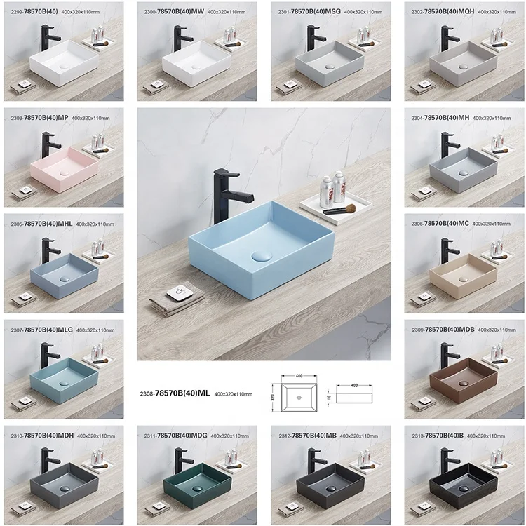 Best Quality Specification Guangzhou Matte Green Color Ceramic Art Wash Basin