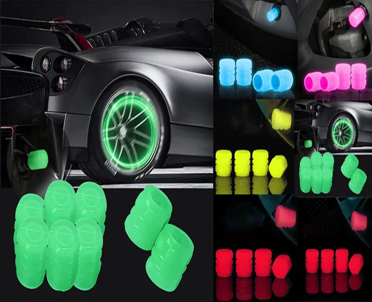 Amazon wholesale Universal Fluorescent Motorcycle Car Wheel Bike Bicycle Trucks Dust Cap Auto Glow Tire Valve Stem Caps