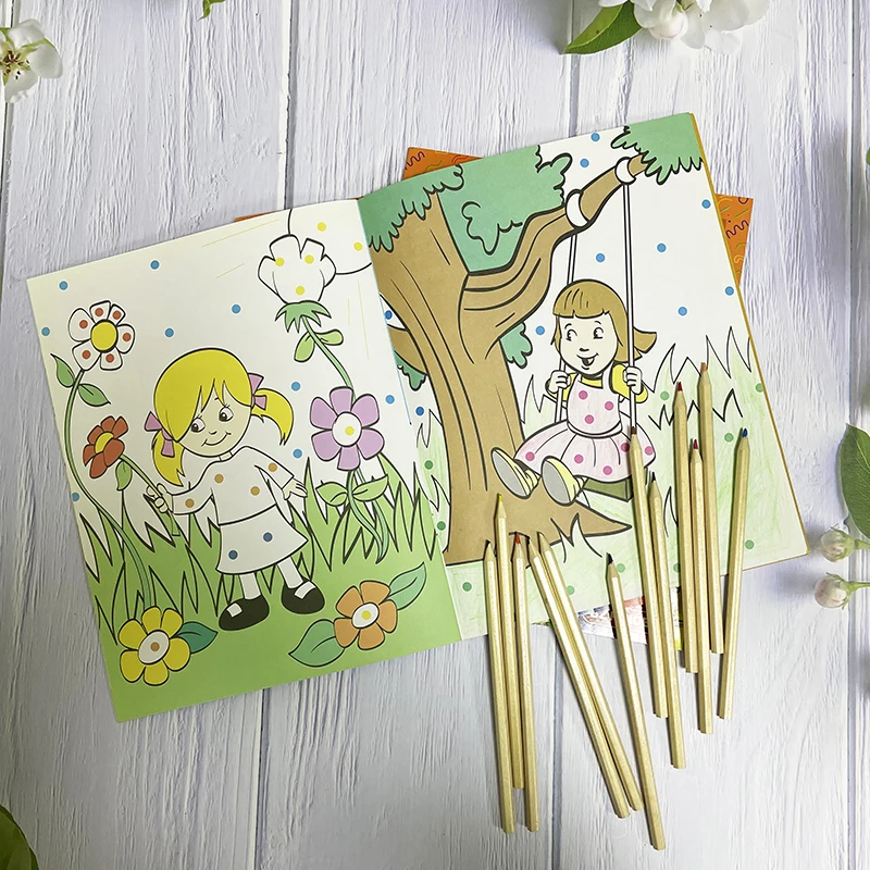 Custom Children Doodle Drawing Colouring Book Printing Colourful Story Coloring Books Printable for Kids Colouring Activity Book