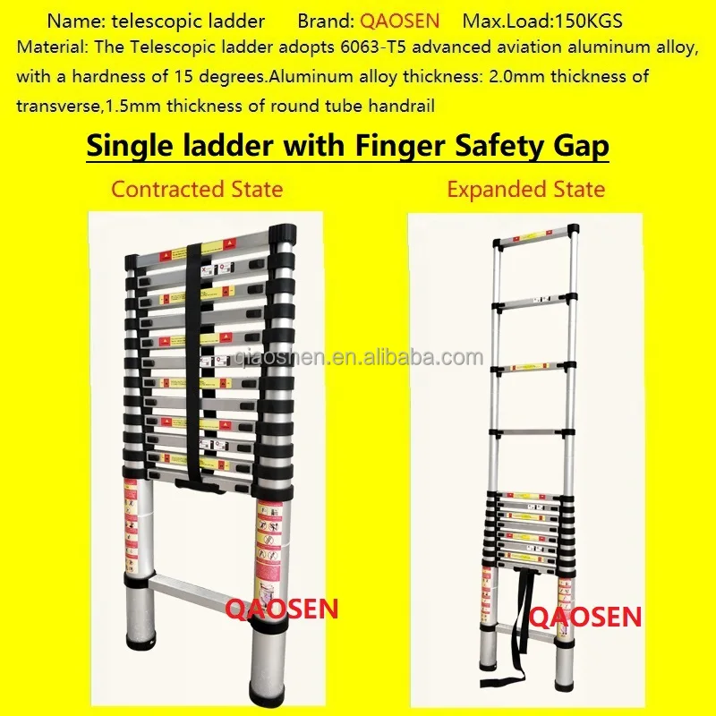 Ladder with Finger Safety Gap Telescopic Ladder 2 IN 1 Multipurpose Ladder Straight Stairs