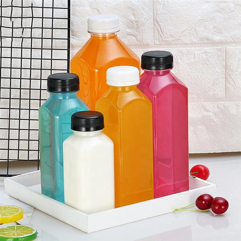 8 oz 16 oz 330 ml drink bpa free transparent juice plastic empty pet square juicer containers beverage bottle for beverage juice