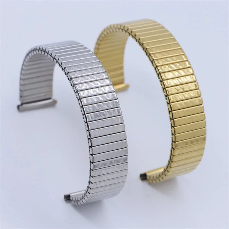 Expansion Stainless Steel Watch Band Men Women Wristband Accessories Bracelet Metal Elastic Watch Strap 12mm 14mm 16mm 18mm 20mm