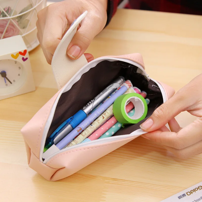 Boys and girls students pink blue portable beard large-capacity pencil bag pencil case travel cosmetic storage bag