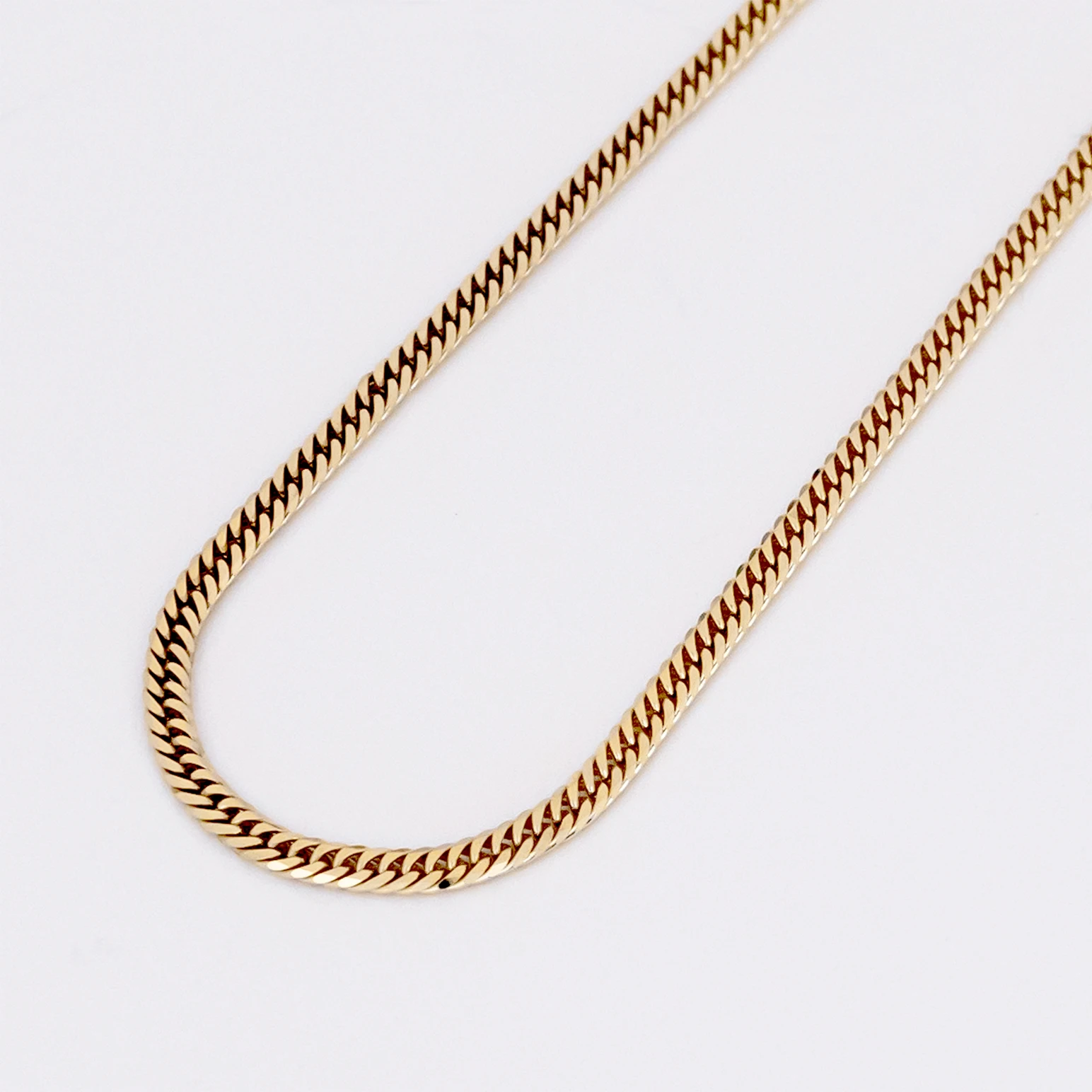 
K18YG 6 sides cut double curb 20g long gold rope chain necklace 