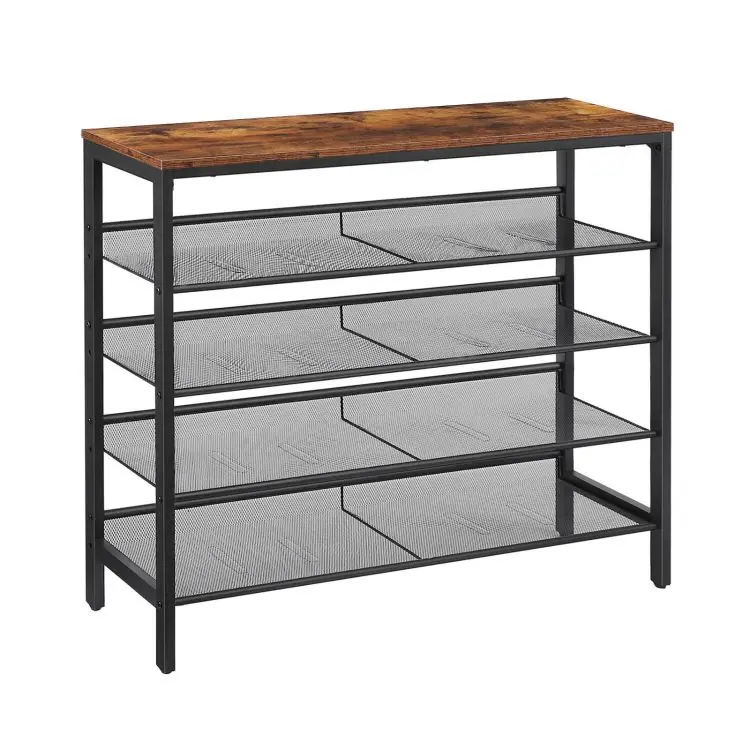 OEM Metal Iron Shoe Racks, Black Metal Shoe Storage Rack with Mesh Shelf, Iron Shoe Stand Shelf for Entryway Shoes Organizer