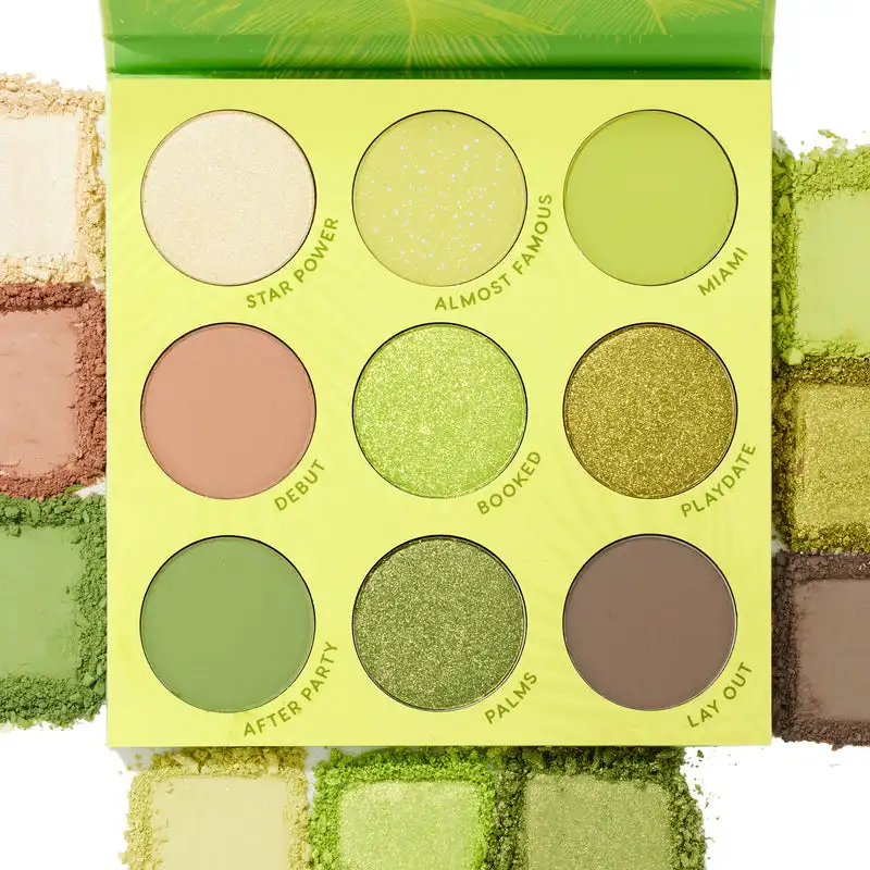 Wholesale custom private label girls spring summer makeup eyeshadow matte shimmer creamy pigmented palette green eye shadow