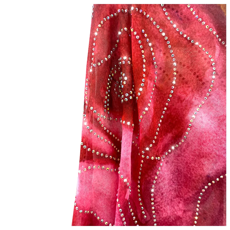 Hot selling high quality newest design hot drilling shinny stone sudan women toub fabric accept custom
