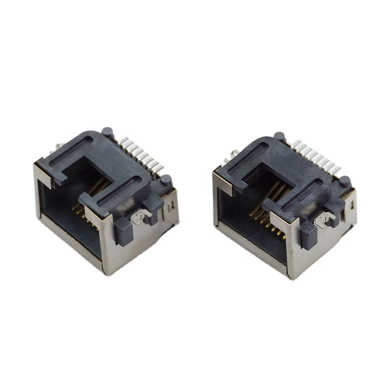smt module rj45 Single Port Sinking Plate connector without light Half clad copper case ethernet rj45 connector
