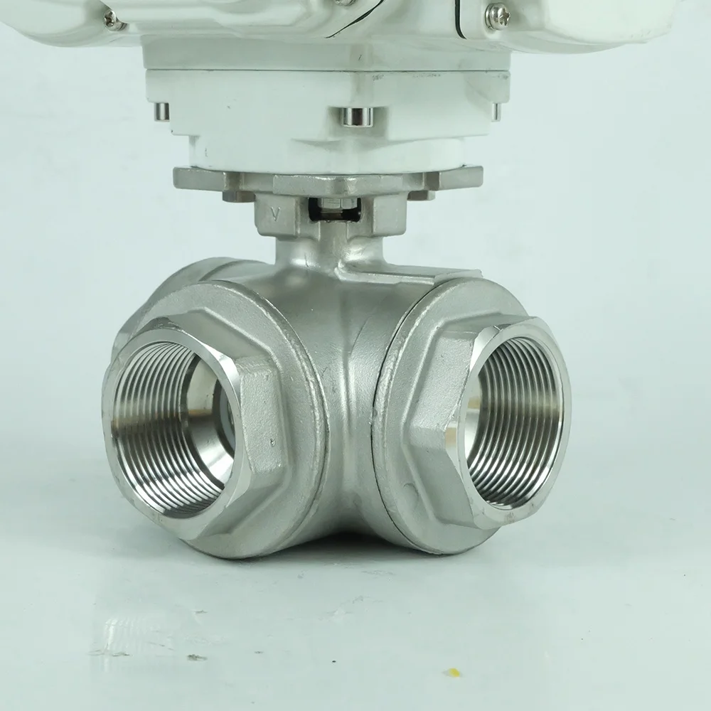 DKV OEM нержавеющая сталь Dn25 220V моторизованный работает Цапфовые 3-ходовой шаровой клапан