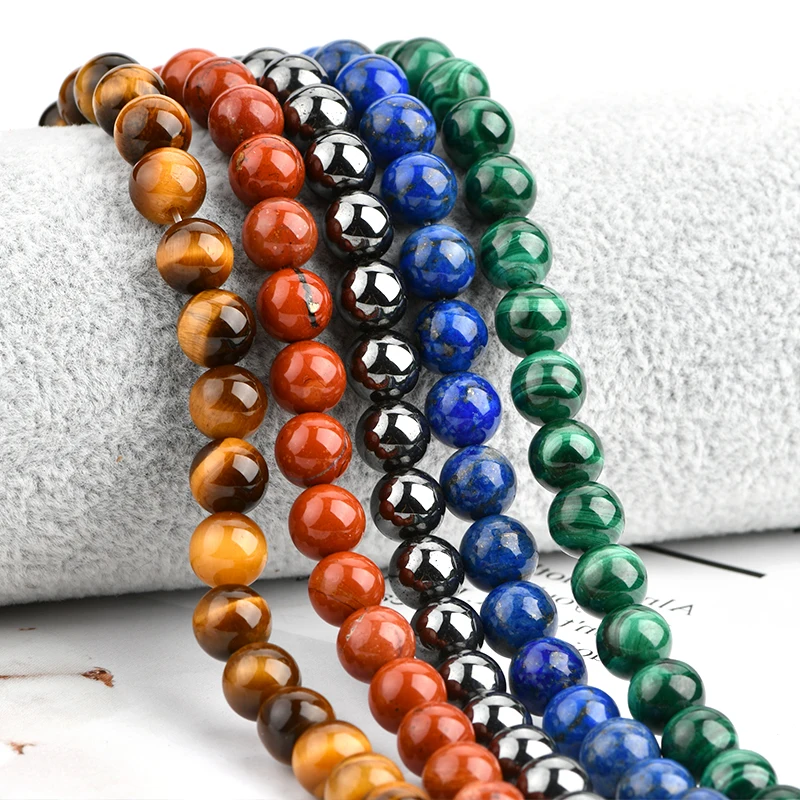 Wholesale Rose quartz Eye Amethyst Tourmaline Lava Agate Beads Crystal Natural Gemstone Stone Beads For Jewelry Making 4-12mm