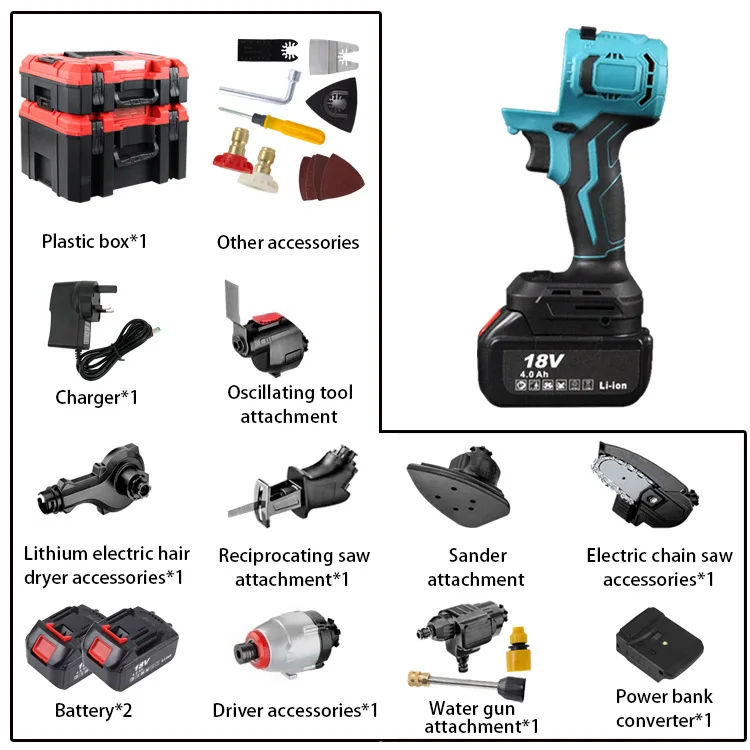 cordless drill multi functional  treasure Cross-border rechargeable lithium battery universal treasure  electric tool kit