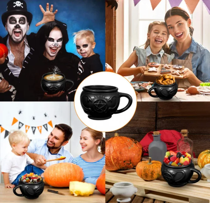 Black Witches Brew Cauldron Mug for Halloween Giftwares