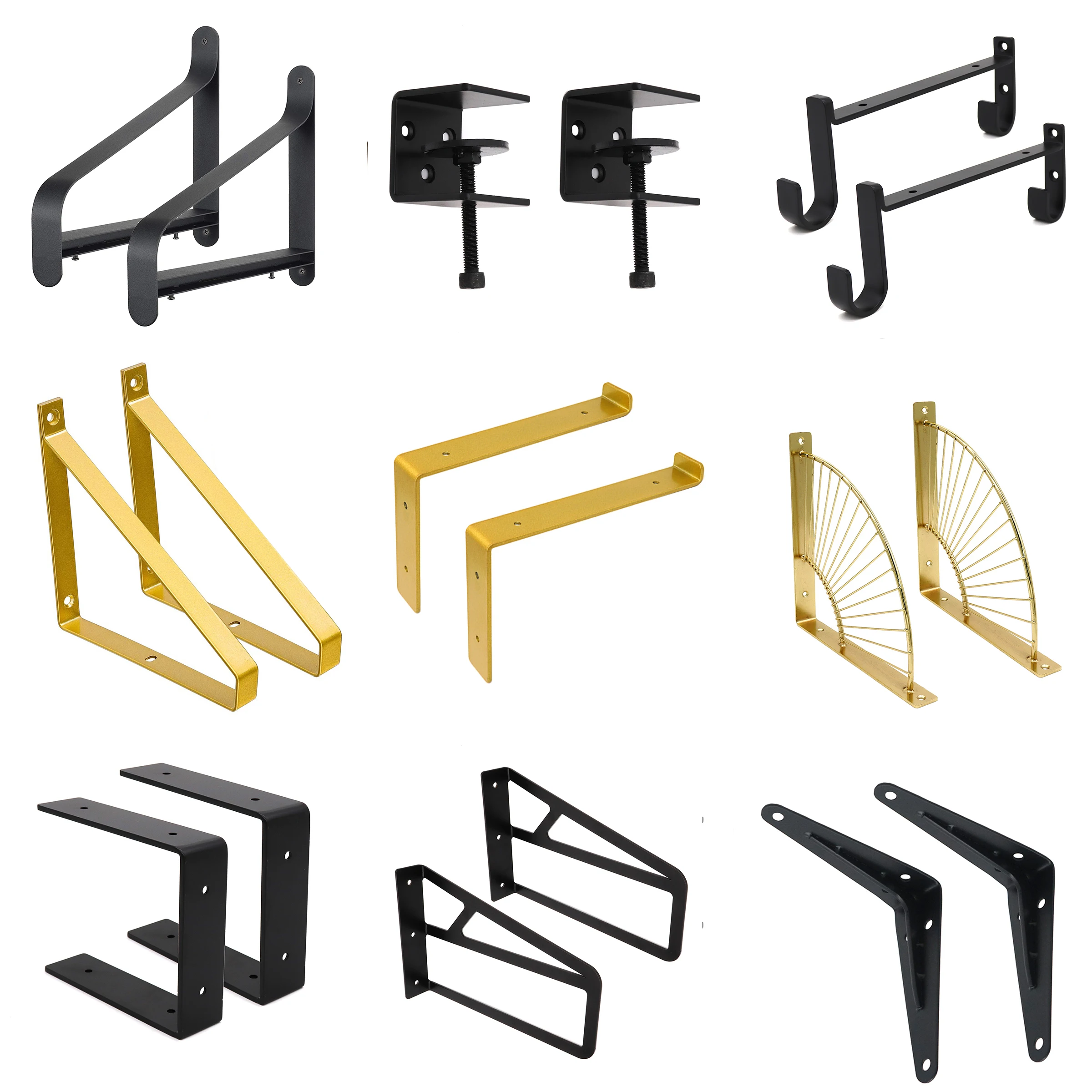 Shelves Bracket Gold Black Rustic Industrial Steel Heavy Duty Diy J L Set Cast Iron Metal Wall Floating Shelf Brackets For Shelf