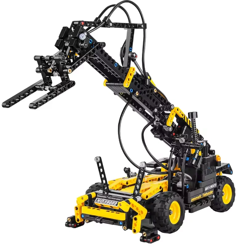 Mould King 19009 Educational Engineering Building Block Toys Technic App Remote Control Pneumatic Telescopic Forklift Model