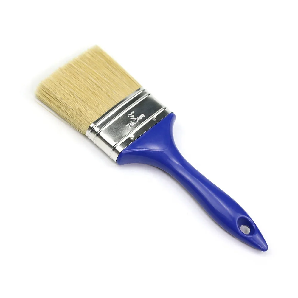 Painting tool flat bristle paint brush with blue plastic handle