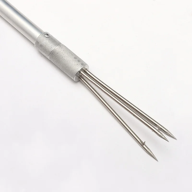 2-Piece Fishing Harpoon Aluminum Alloy Fishing Gaff Hook Fork Harpoon Tip with Barbs Diving Spear Head Fishing Tools