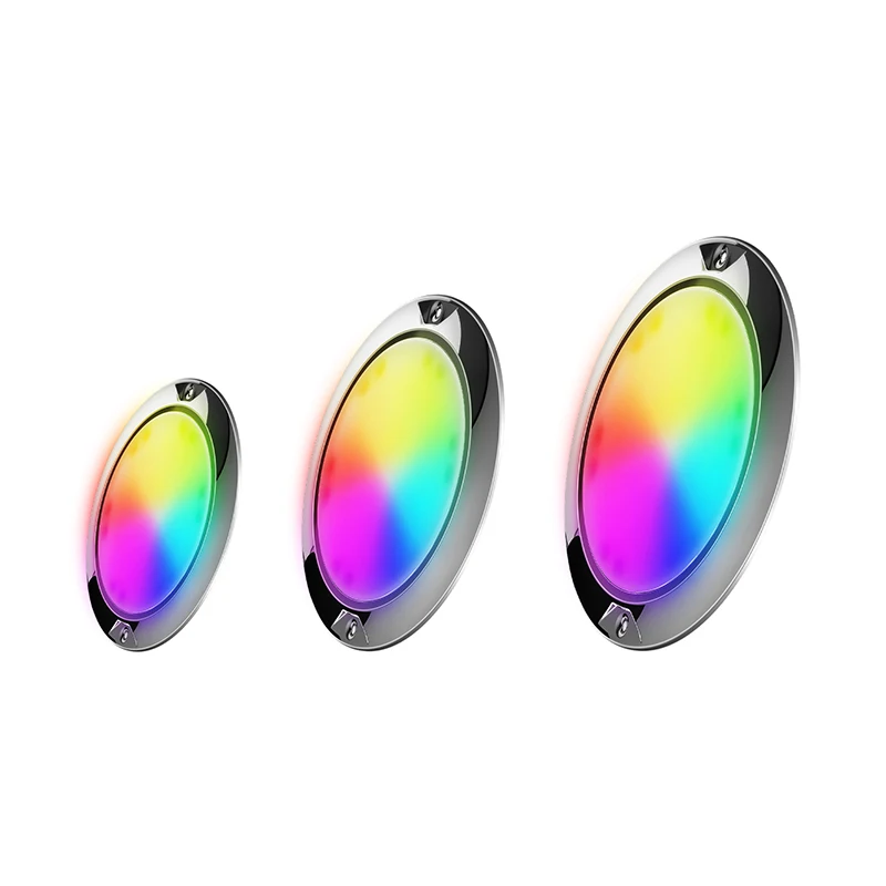 Refined Ultra thin 316L Stainless Steel IP68 Waterproof 10W 18W 24W 35WSwimming Pool Lighting Fully Resin Filled LED Pool Lights