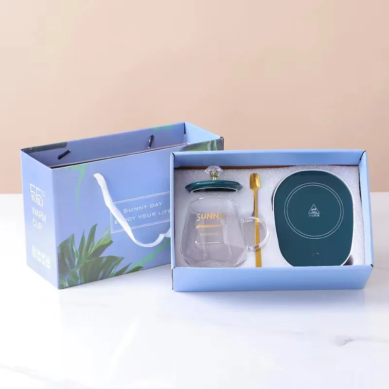 New Auto constant temperature intelligent heating glass mug Smart Constant Temperature 55 Degree Coffee Mug For Home Office