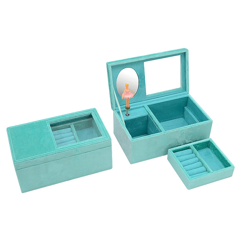 Amazon Hot Sale Velvet Christmas Music Box Fashion Jewelry Girls