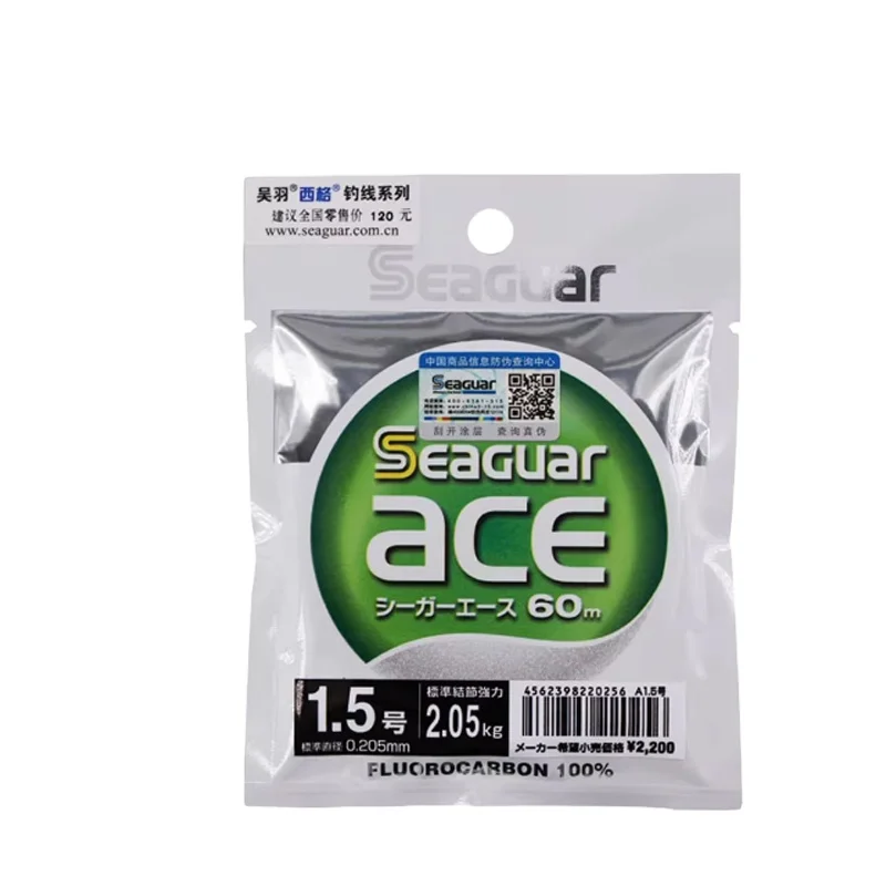 Флюроуглеродная рыболовная леска SEAGUAR ACE60m 100% японская нейлоновая прочная плавающая река озеро ручей профессиональный производитель