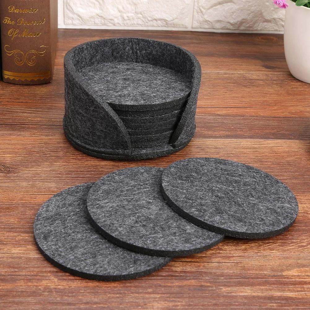 Coffee Round Felt Coaster Dining Table Protector Pad Heat Resistant Cup Mat