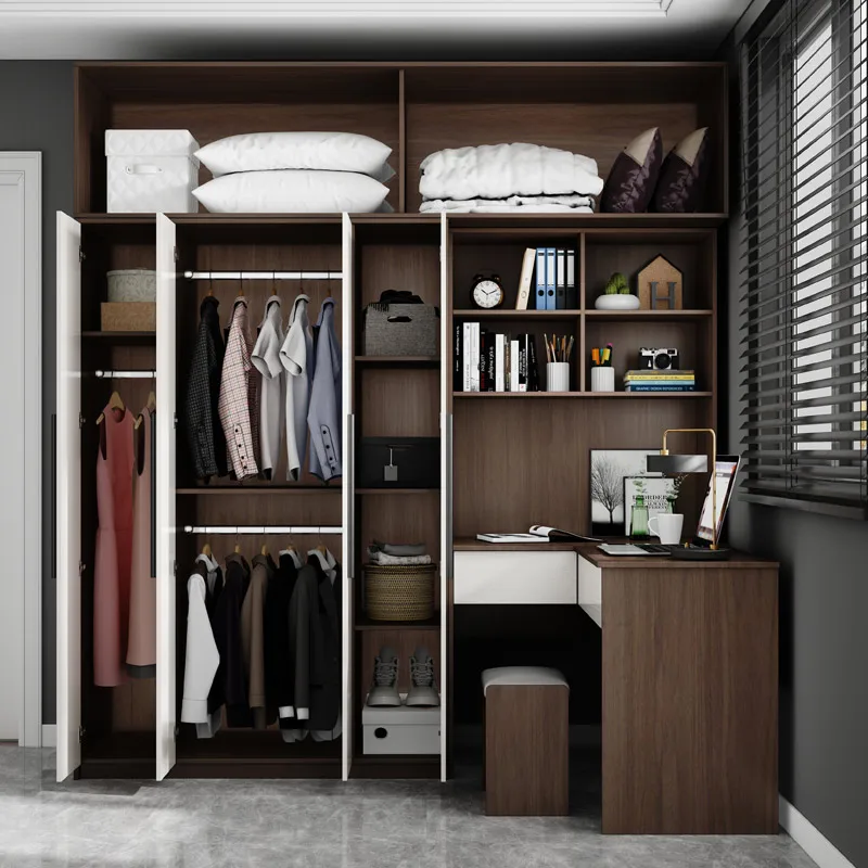 New multifuctinal children & kids Modern combined Wardrobes furniture set with studying desk and book shelf