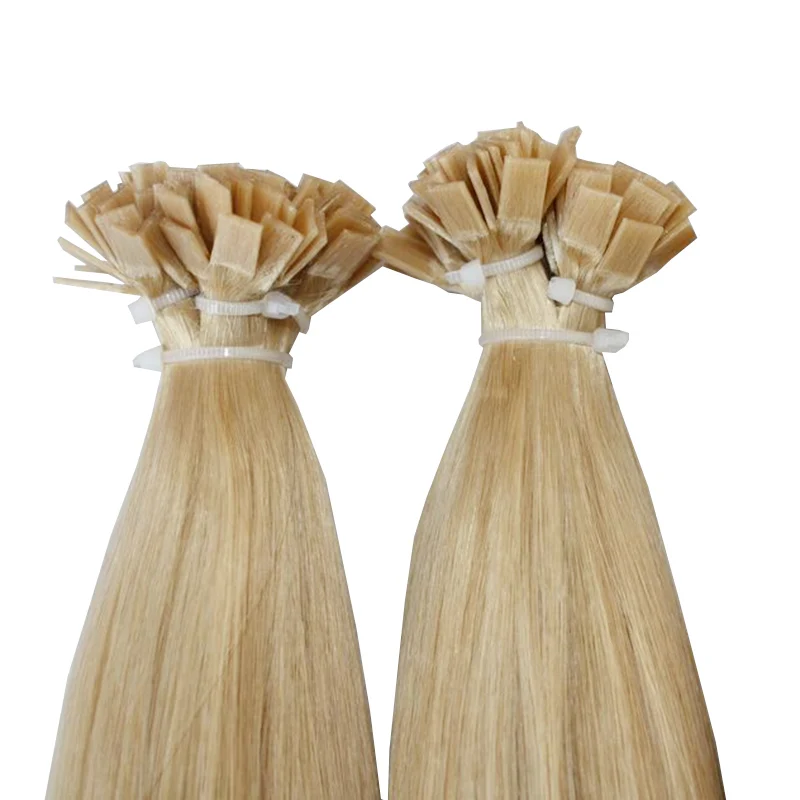 
100% Human Remy Hair Italy Glue Russian Hair Extensions Flat tip Human Hair Extensions 