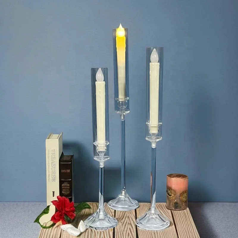 Wholesale Cheap  long plastic AA Battery Power Operated Electronic Candles Stick Flameless & Led Candles for Wedding Decoration
