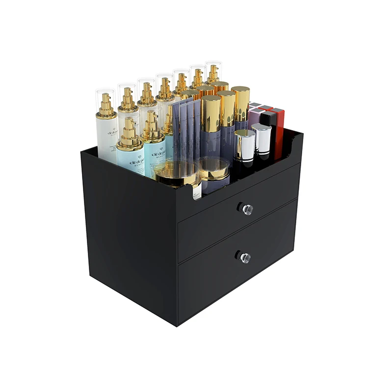 2-Layers Drawer Cosmetics Storage Box Acrylic Desk Set Lipstick Shelf makeup accessories organizer