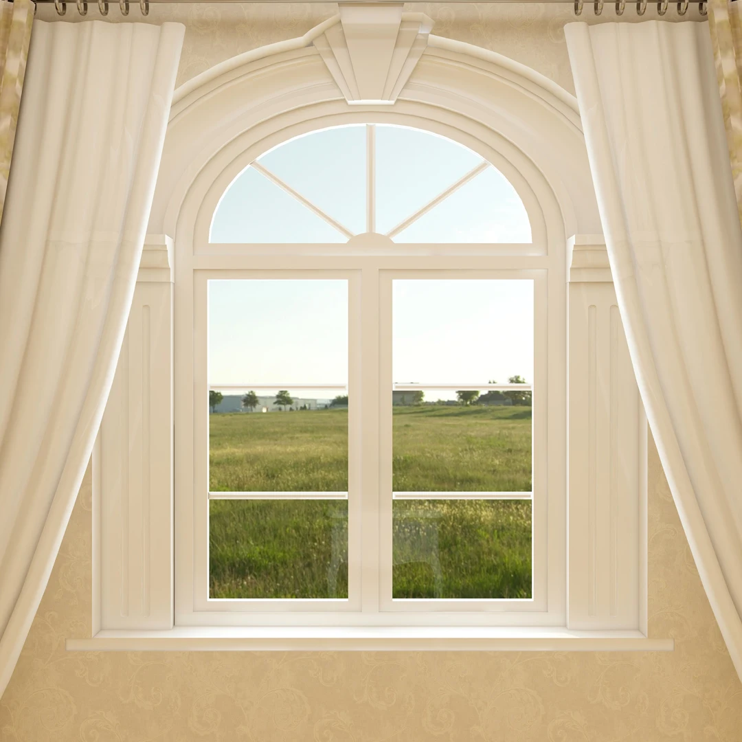 single glass picture half moon arch aluminum fixed window design