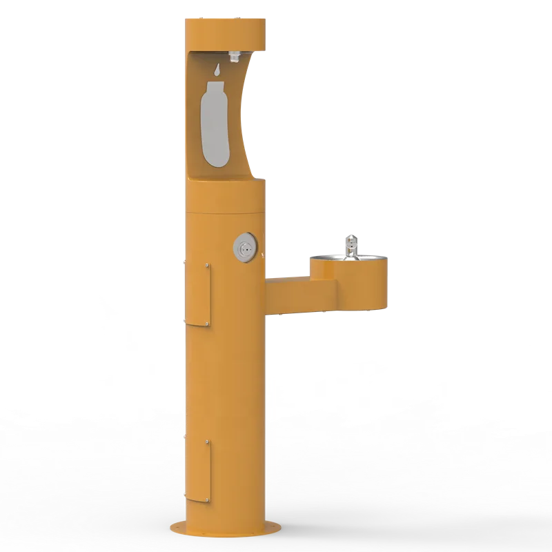 Pedestal mounted outdoor drinking fountain outdoor drinking fountain with bottle fillers