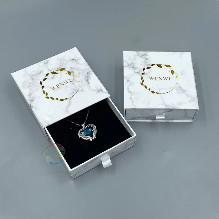 Bulk Cheap Marble Slide Drawer Paper Cardboard Necklace Ring Earring Set Box
