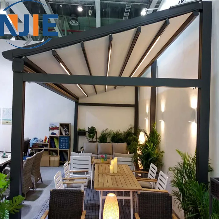 Factory price chinese style PVC waterproof electric pergola aluminium outdoor with motor and remote control