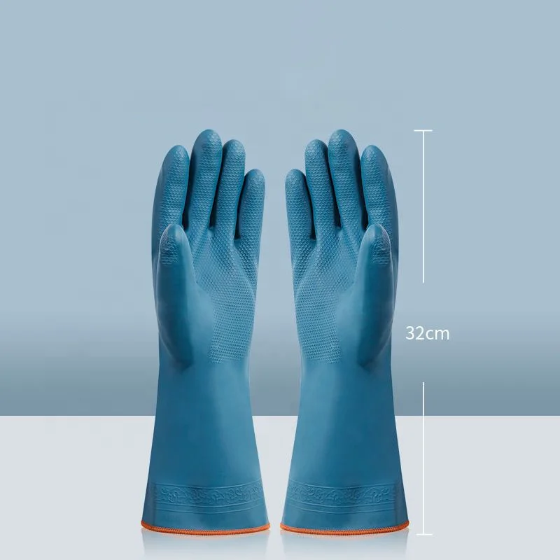 Waterproof Durable Fleece Housework Gloves Thickened Latex Rubber Purple Women Pvc Cleaning Gloves Rubber