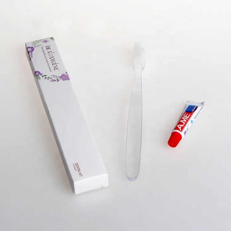 Custom cheap hotel dental kit disposable toothbrush with toothpaste