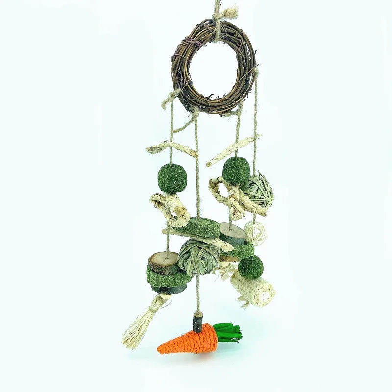 Natural Alfalfa Cake Chew Toy Hamster Chinchilla Squirrel Rabbit Parrot Toy Weaving Bite Rattan Grass Pet Toys