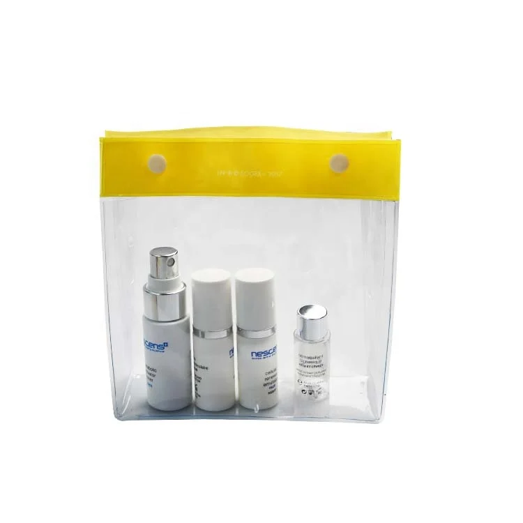 KAP Custom New Design Snap Button Closure PVC Clear Makeup Bags Professional Plastic Packaging