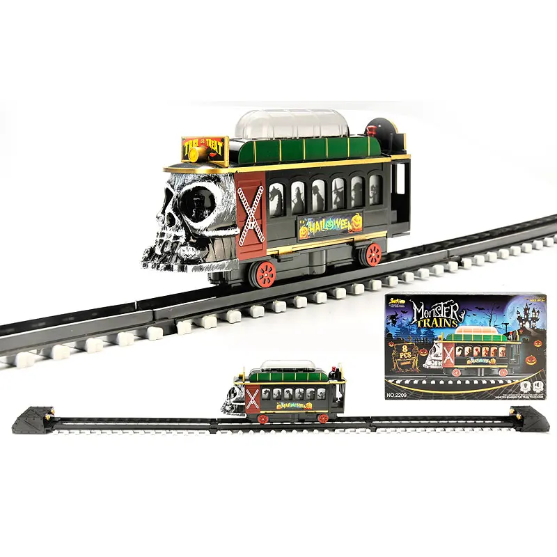 Educational Diy Assembly Rail Toy Simulated Classical Set On Electric Music Lights Halloween Track Train Model