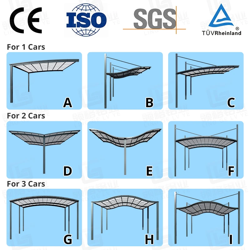 Aluminum Structure Carport Free Standing Garage Carport Aluminum Car Parking Shade Carport Canopy
