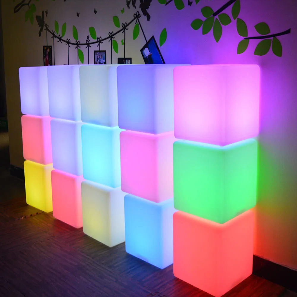 led cube chair /Rechargeable LED illuminated Bar plastic cube led light cube tables and hookah chairs for garden