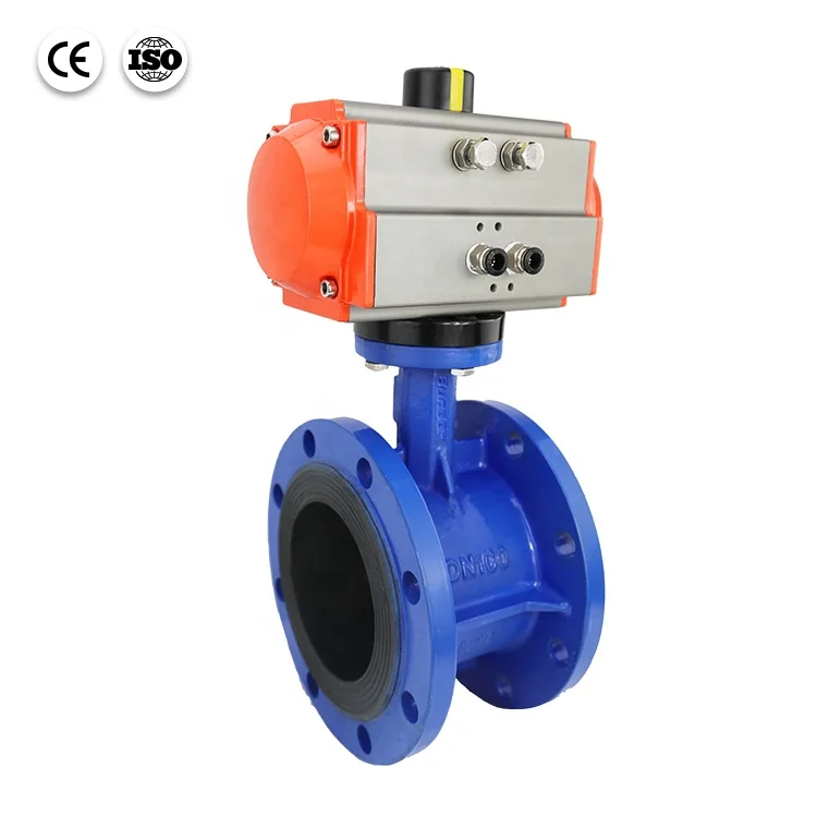Bundor DN50-1200 pneumatic actuator flanged end ductile iron butterfly valve manufacturer