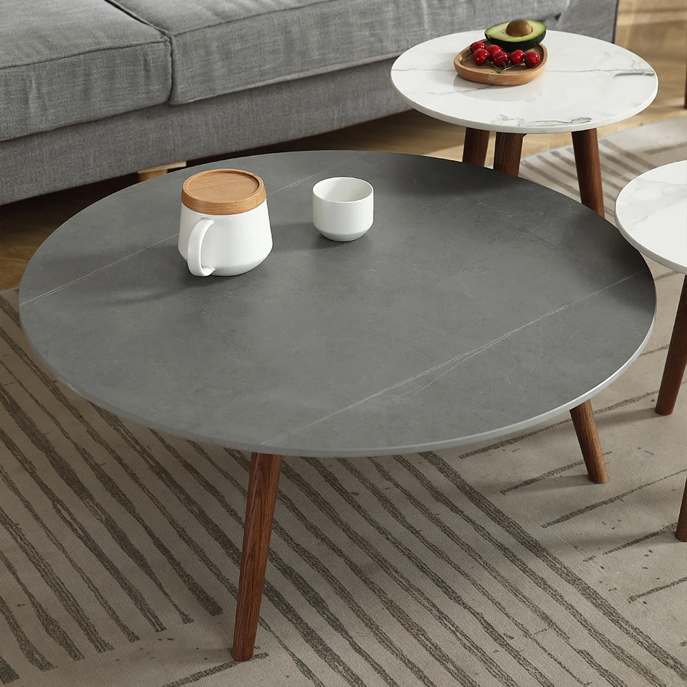 Living Room Furniture Design Luxury Big Coffee Tables and End Tables Round Coffee Side Table Fancy Hot Sell Oak New Modern