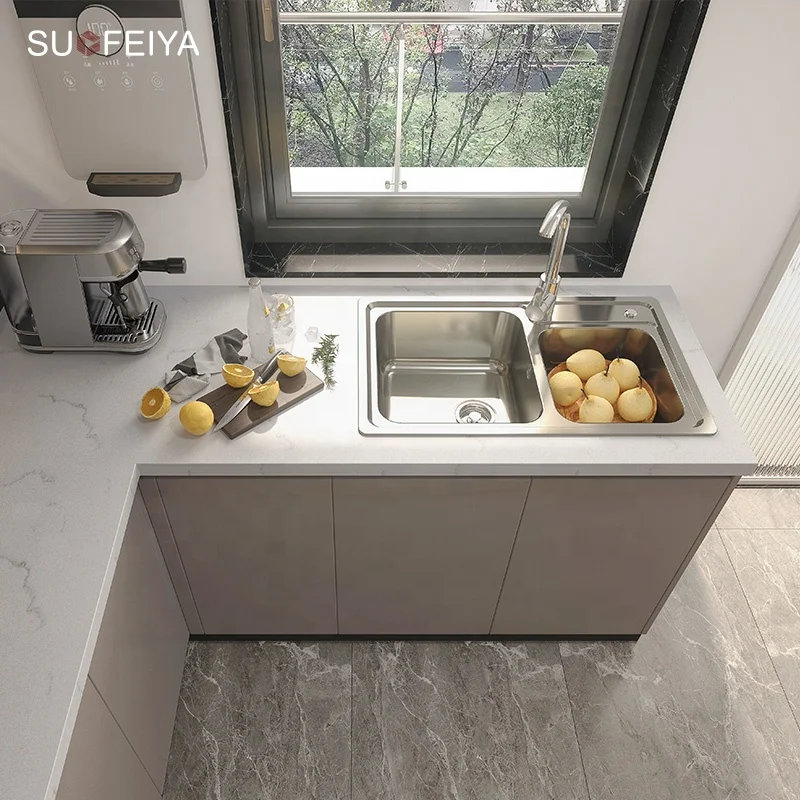 SUOFEIYA Custom European Style Laminate HDF L Shape Kitchen Cabinet