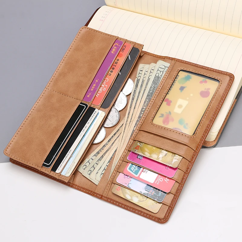Wholesale Men Leather Wallet Custom Logo Simple Long Purse Rfid Wallet Genuine Leather Slim Business Card Holder Wallet For Men