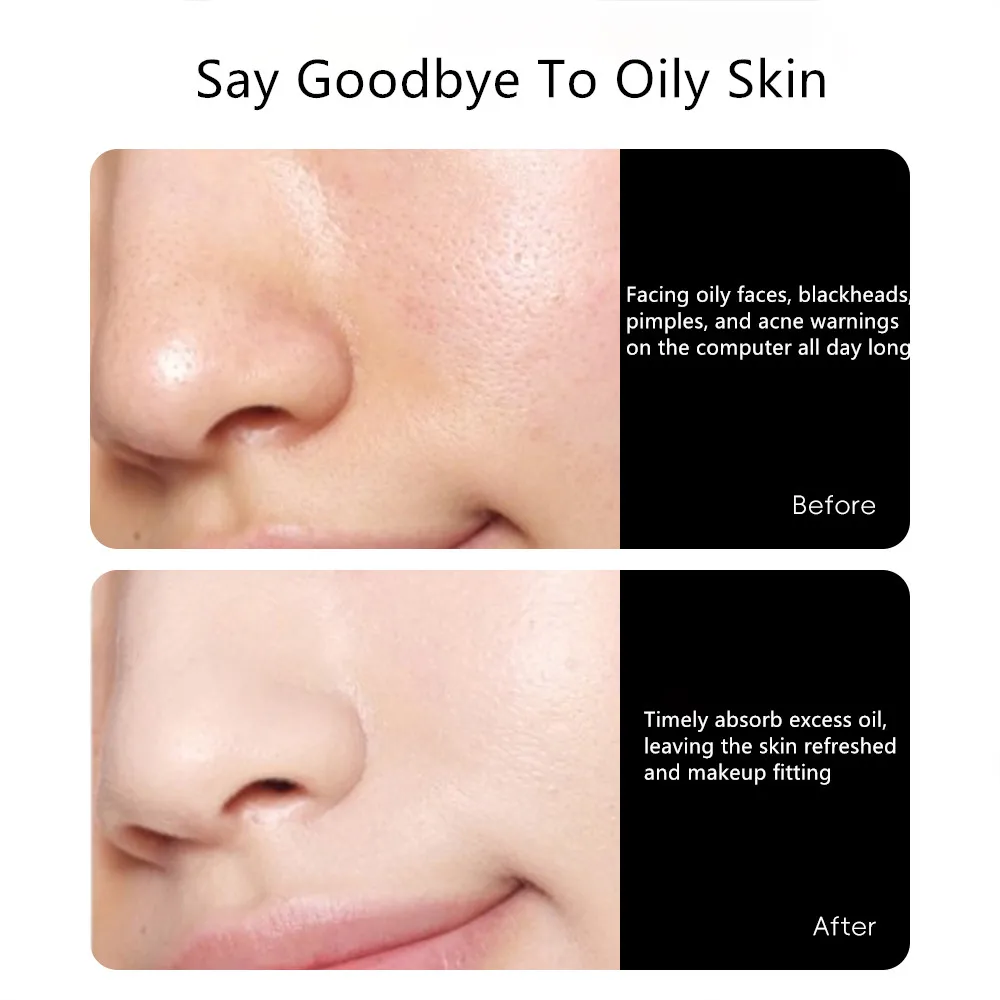 Skin Care Tools Facial Oil Absorbing Paper with Powder Puff Mirror Refreshing Oil Control Facial Oil Removing Paper