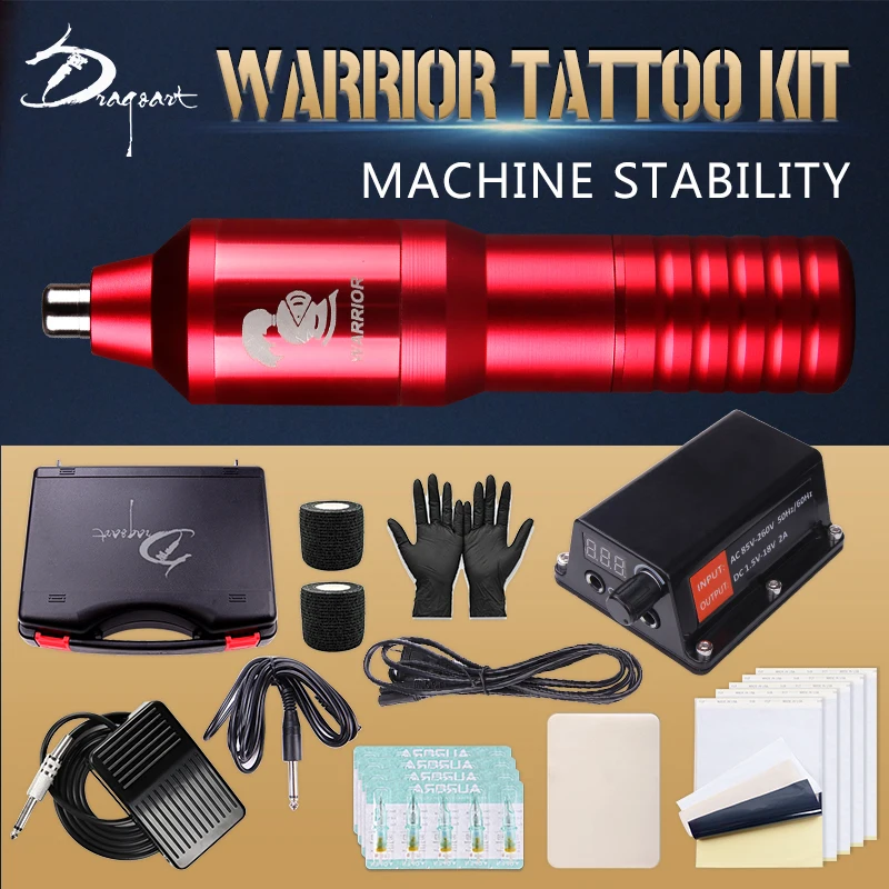  Набор тату-ручек Warrior коробка на заказ вращающаяся тату-ручка источник питания педаль профессиональный вращающийся